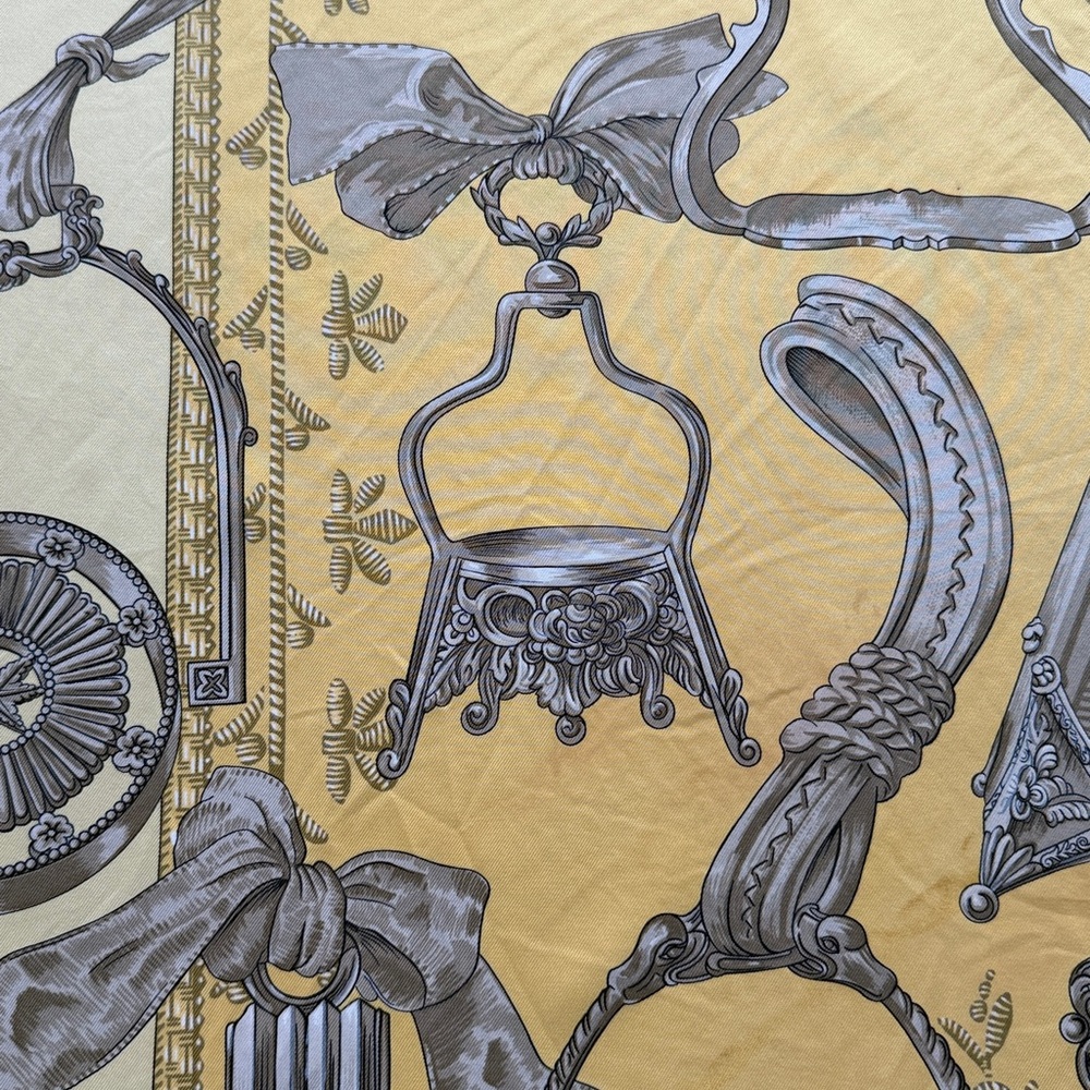 Hermes Yellow and Gray Etriers Silk Scarf - Picture 4 of 8